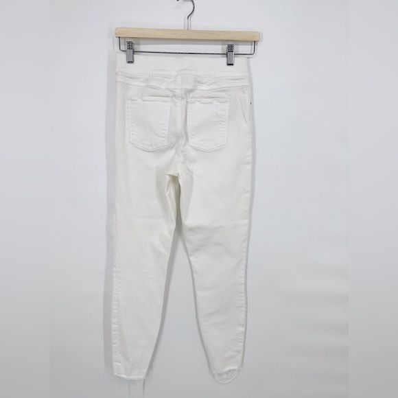 Spanx White Distressed Skinny Jeans Raw Hem Sz S - Picture 3 of 10